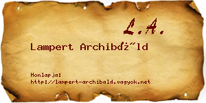 Lampert Archibáld névjegykártya